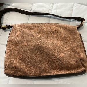 Print shoulder bag,brown and tan tones